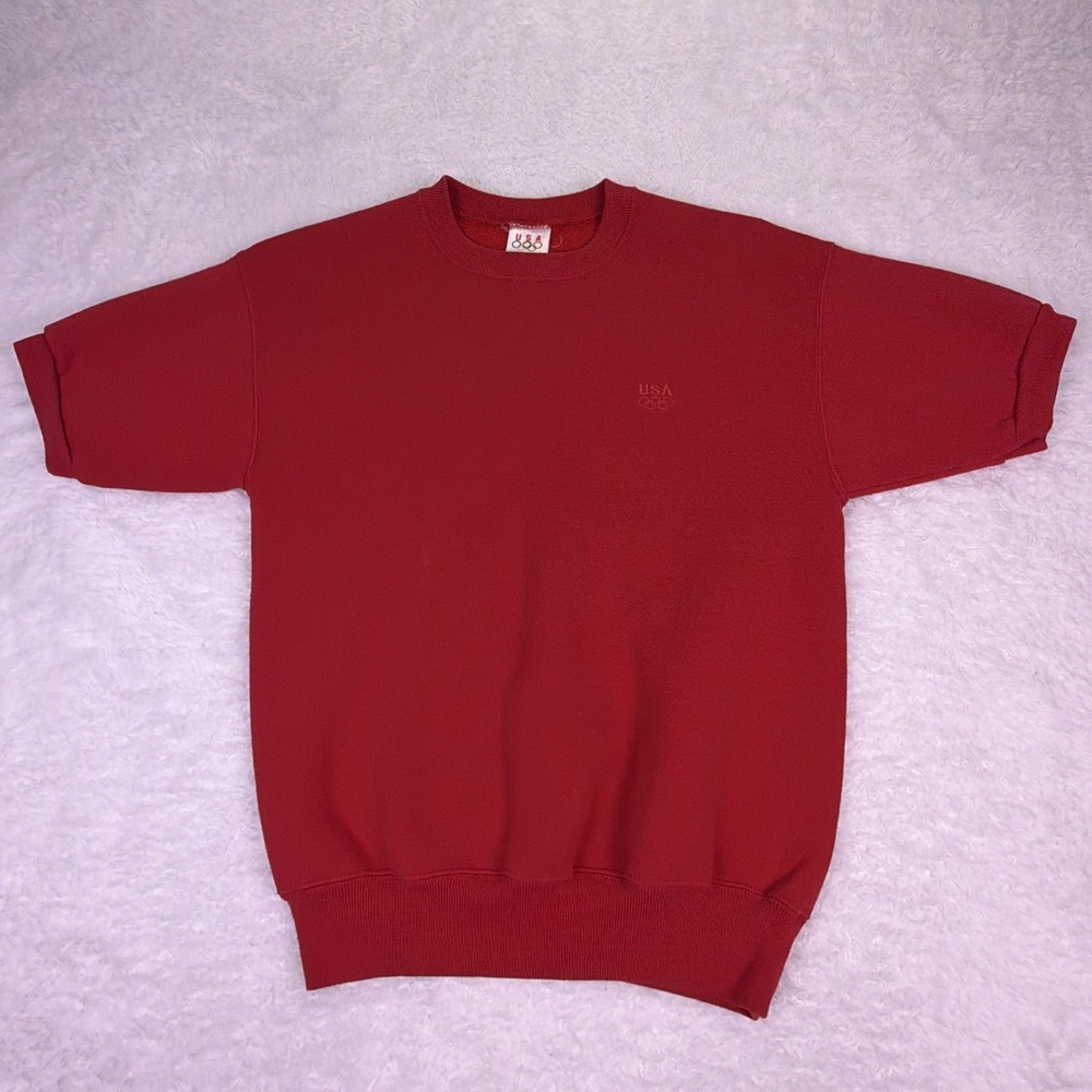 VTG 90s JCPenney USA Olympic Team Red Women's MED Sweatshirt RARE Short Sleeve